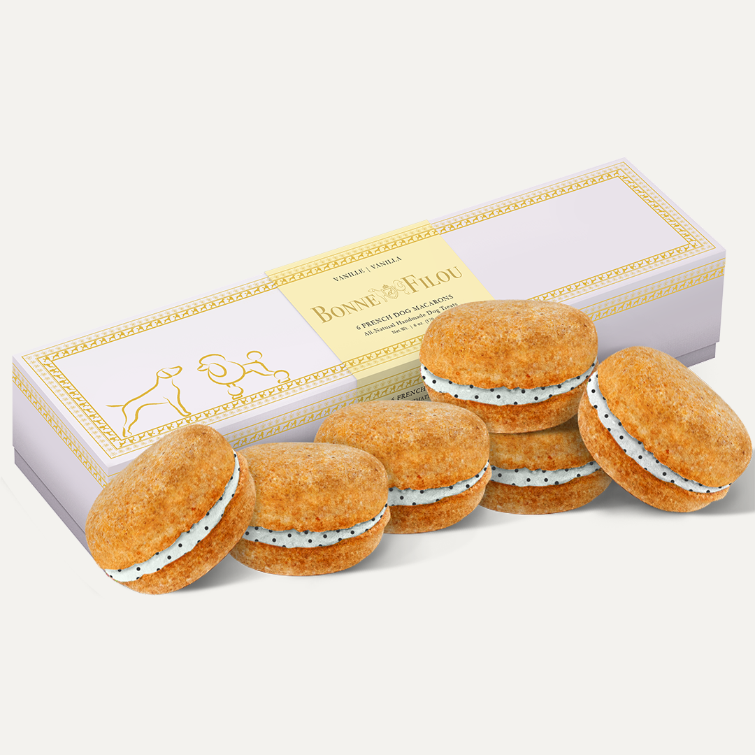 Makroner med smak av vanilje til hunden din.
