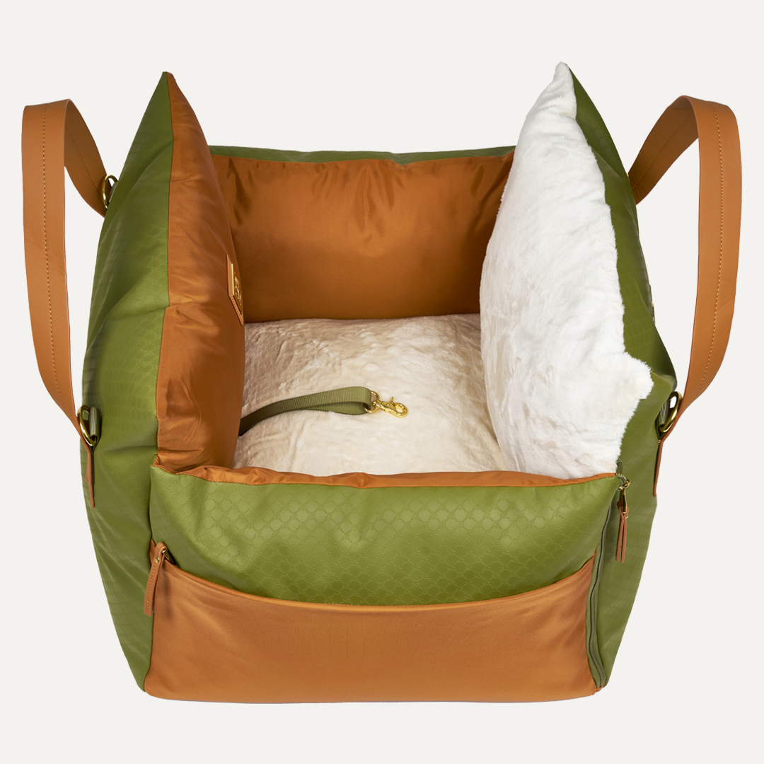 LUXURY DOG CAR SEAT OLIVE BILSETE