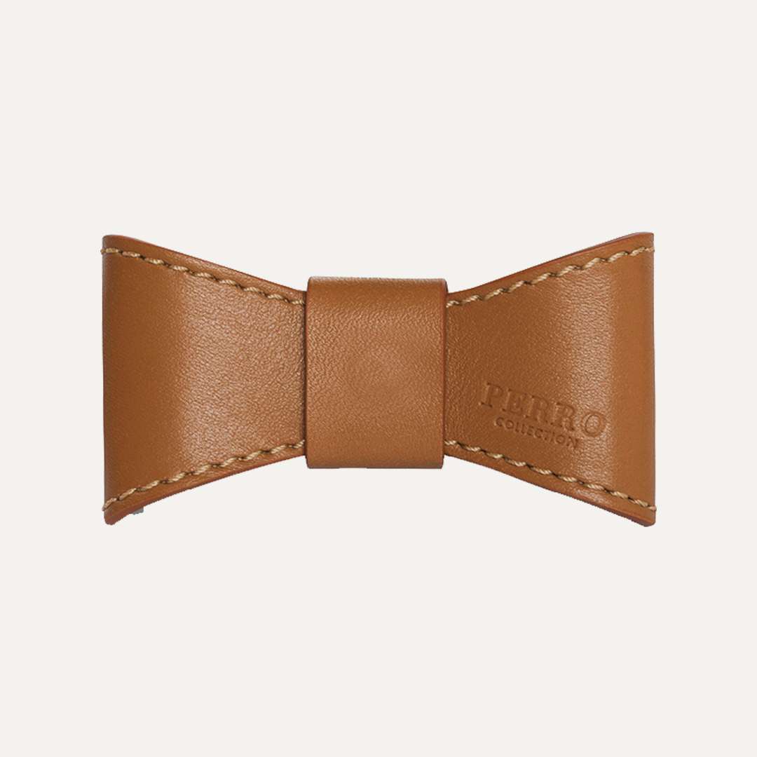 CARAMEL LEATHER BOWTIE
