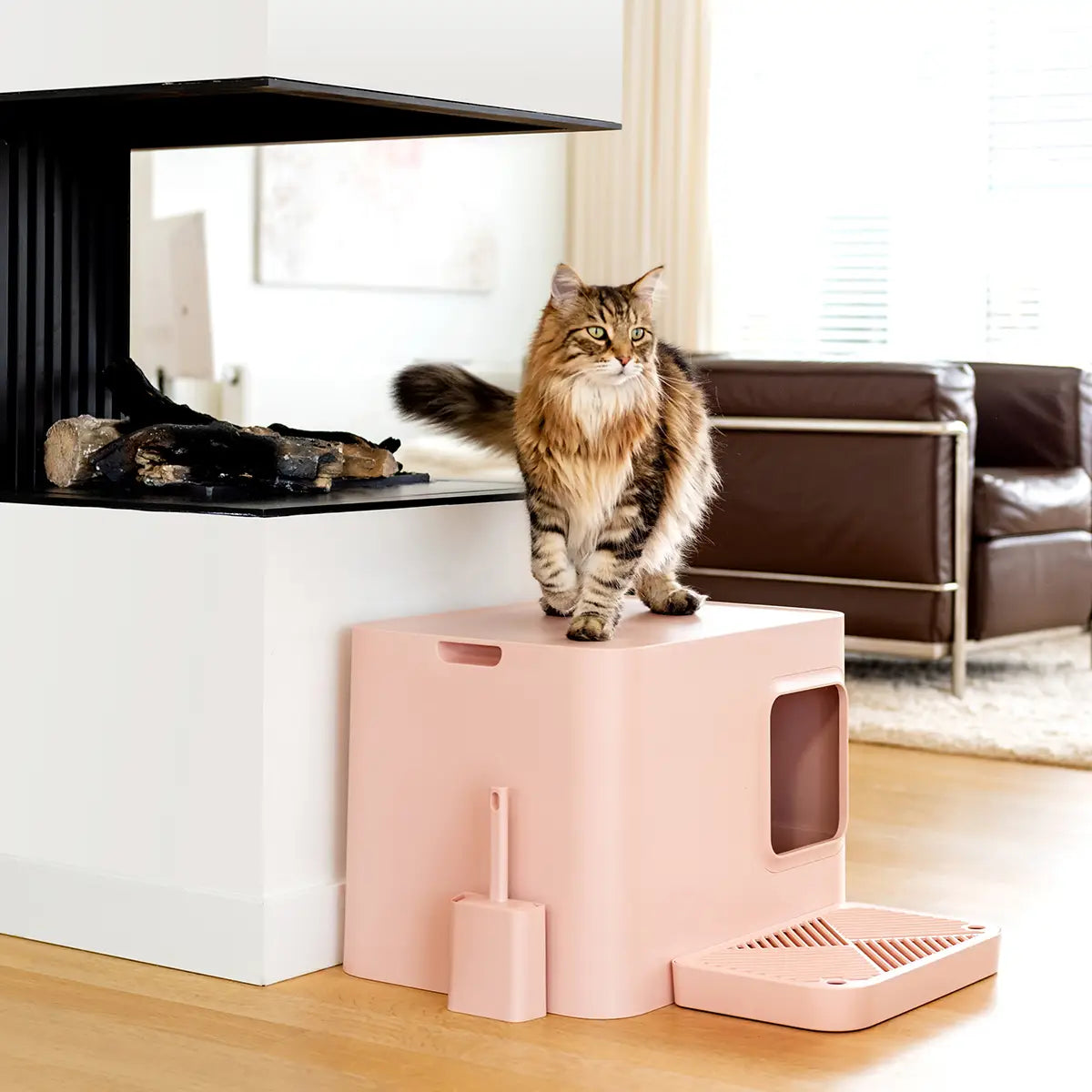 Hoopo Dome Cat Litter Box Pink