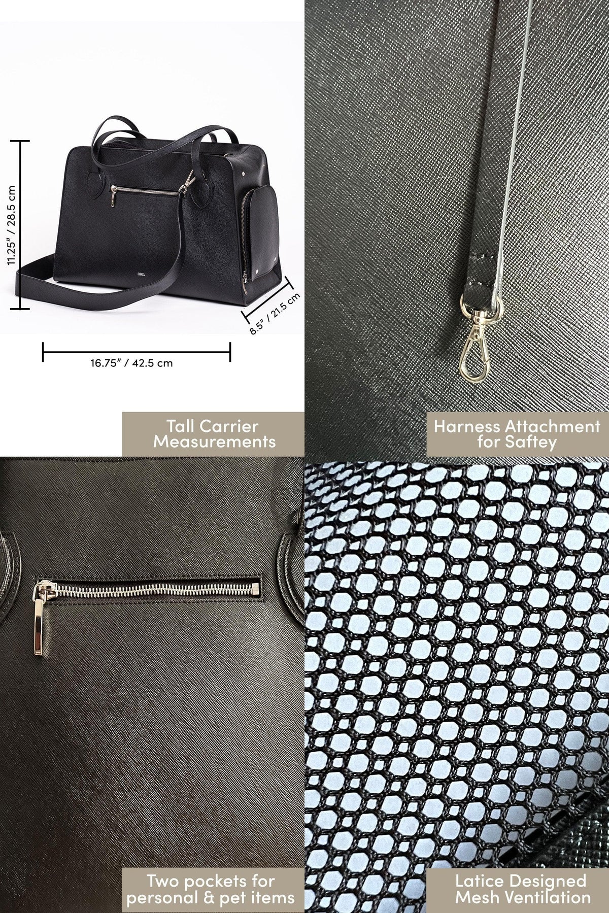 PET CARRIER TALL BLACK - PRECIOUS PET