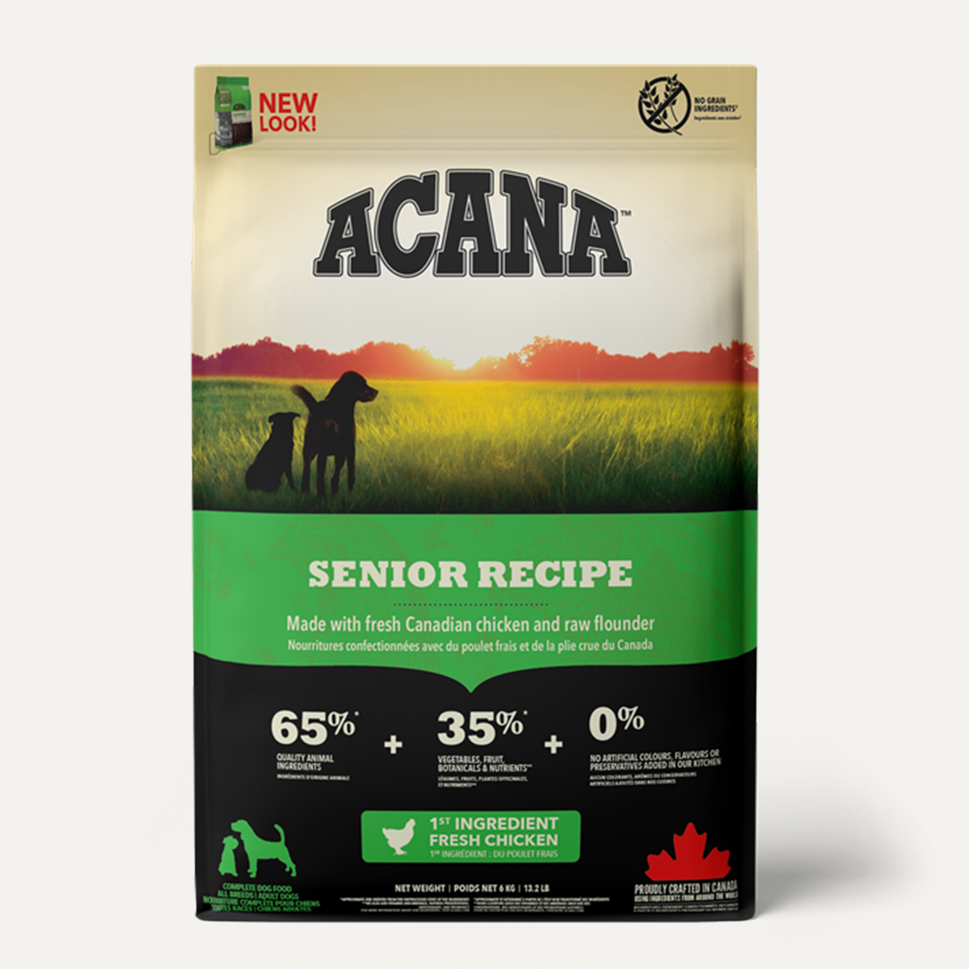 Acana Senior Recipe is great for older dogs. 