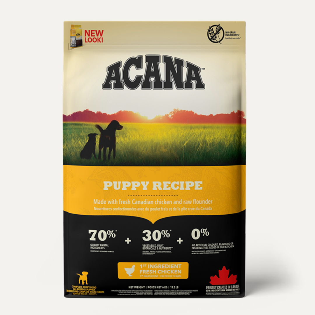 Acana puppy recipe dog food with over 70% meat. Perfect for puppies.