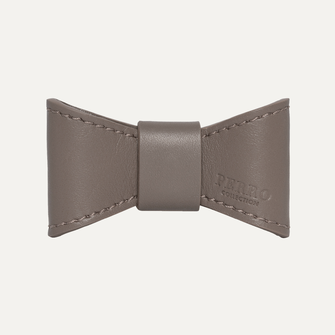 TAUPE LEATHER BOWTIE