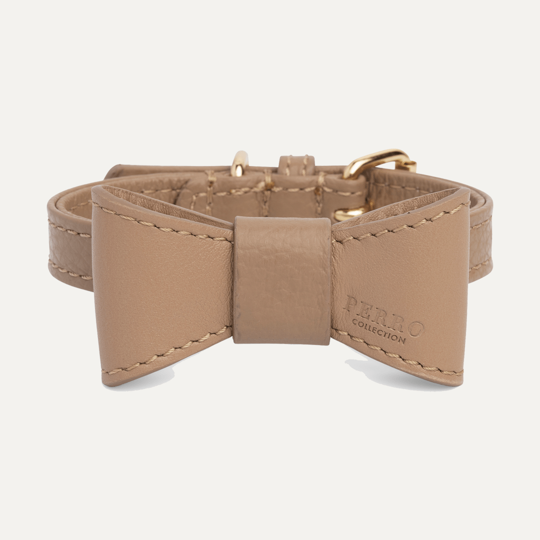 CAFFE LATTE LEATHER BOWTIE - PRECIOUS PET