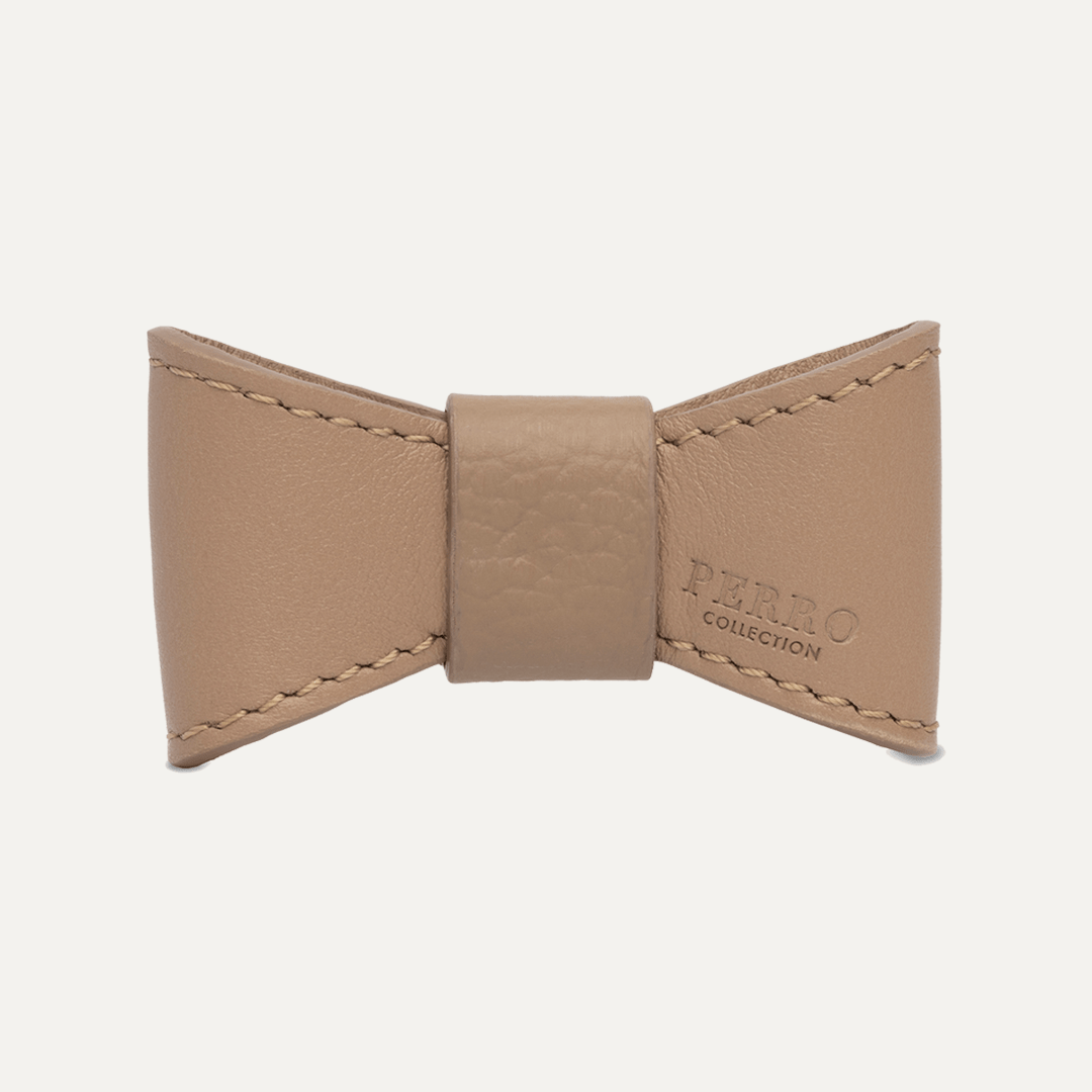 CAFFE LATTE LEATHER BOWTIE - PRECIOUS PET