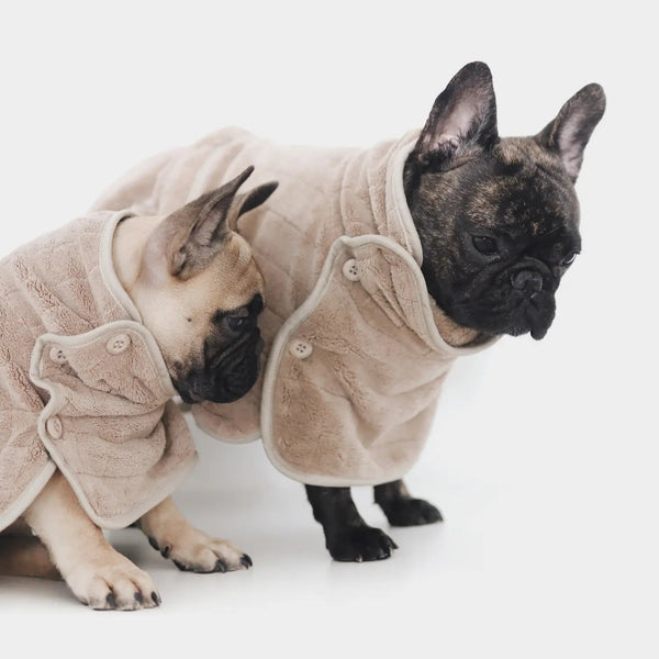 DOG FLEECE BATHROBE TAN - PRECIOUS PET