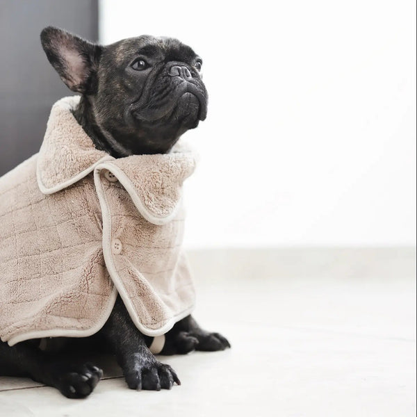 DOG FLEECE BATHROBE TAN - PRECIOUS PET